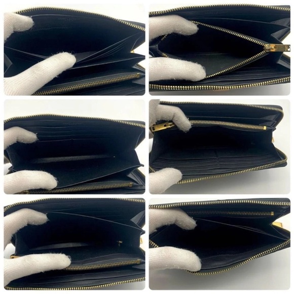 Yves Saint Laurent Black Leather Wallet with Gold Logo - Picture 5 of 10